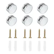 6 Pcs Zinc Alloy Round Mirror Clip Mounting for 3-5mm Thick Mirror, Silver