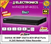 NVR4208-8P-4KS2/L DAHUA 4K 8MP 2SATA 8CH 8PoE Ports H.265 Network Video Recorder