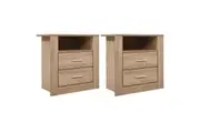 Artiss 2X Bedside Table 2 Drawers with Shelf - TARA Oak