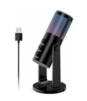 USB Gaming /YouTube RGB Mic Condenser Microphone w/ Cancellation & Mute Control