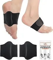 HiRui Arch Support Braces (Pair) for Plantar Fasciitis Relief - Adjustable Arch Support Wraps with Gel Pads for Flat Feet High & Fallen Arch, Wear Over/Under Socks, Fits All Shoes - Unisex (Black)