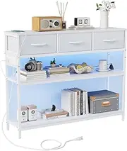 Grandder 39.5 inch Entryway Table with Power Outlets, Console Table Sofa Table with 3 Drawers and 2-Tier Shelves, Entry Table for Hallway, Foyer, Living Room, White