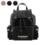 BURBERRY The Rucksack 標誌印花尼龍中型軍旅背包(任選) BU152