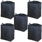 riin 5pcs Medium Home Storage Bag Fordable Basket with Handle Waterproof Clothes Quilt Organizer for Moving House Luggage Model 75L