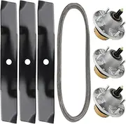 54 Inch Deck Mower Rebuild Kit Fits John Dee re Z425 Z435 Z445 Mowers - Includes 3 Spindles (AM124498/AM131680) & 3 Blades (M143520) & Belt (M154296)