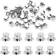 ARMASTUSE Metal Locking Pin Backs,40 Pcs Backs Locking Pin,Metal Locking Pin Backs,for Uniform Badges, Hat, Jewelry Making DIY Crafts Brooches