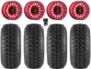 Fuel Rincon Beadlock 15" Wheels Red 30" Desert Series Tires RZR XP 1000 / PRO XP