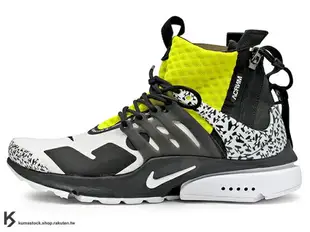 [26cm] 2018 第二彈 德國機能服裝品牌 ACRONYM x NIKE AIR PRESTO MID DYNAMIC YELLOW 白黑 螢光黃 文字迷彩 拉鍊 魚骨鞋 慢跑鞋 (AH7832-100) !