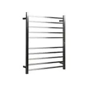 Hotwire Heated Towel Rail - Square Bar (H900mmxW700mm) with Timer - Brushed Nickel