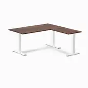 Desky Fixed Height American Rustic Pine Softwood L-Shape Office Desk 1500x1550mm White Frame