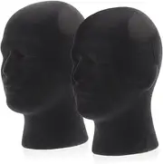 PENIKOKO Dress Makers Mannequin Head 2pcs Male Foam Head Wig Display Stand Store Salon Accessory