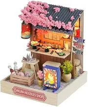 DIY Miniature Dollhouse Kit, Noodle Shop,LED Light Japanese Noodle Shop(Japanese Style)