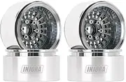 INJORA Turbine 1.9" Beadlock Wheel Rim Offset -10mm Aluminum Wheel for SCX10 Pro TRX4 VS4-10 Gen8 1/10 RC Crawler Car（Grey, DGW-1955
