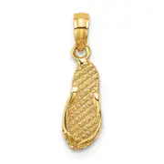14K Yellow Gold 3D Key West Flip Flop Charm
