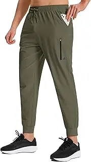 [MUZEGE] Men's Hiking Joggers Travel Athletic Pants Lightweight Quick Dry Outdoor Running Pants with Zipper Pockets