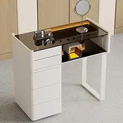 PP-Kic Manicure Table with Solid Wood Slate, Professional Manicure Technician Table Station, Beauty Salon Manicure Workbench, Beauty Salon Manicure Supplies Workstation with Drawers,Black and white