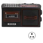 Cassette Player Recorder Full Band Noiseless Plug in Card AM FM Portable Radio for Elderly Children Brown UK Plug 220V