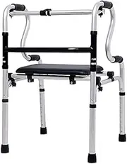 Walkers for The Elderly Walking Frame,Folding Walker Lightweight Portable Walking Mobility Aids for Elderly Disabled Adjustable Height with Shower Chair Rollator with 2 Wheels (Pu seat with Wheel)