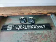 Sqrrl Whsky Bar Rail Mat & Two Flasks Free Shipping (Squirrel Whiskey)New Stock