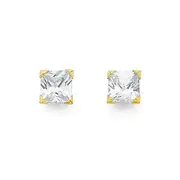 9ct 5mm Cubic Zirconia Square Studs in Clear