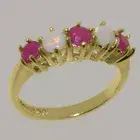 10k Yellow Gold Natural Ruby & Opal Womens Eternity Ring - Sizes 4 to 12