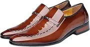 [QEEFXLQI] Men's Leather Shoes Cowhide Leather Shoes for Men British Business Shoes Peaked Toe Fashion Formal Dress Shiny Leather Flat Shoes Spring Autumn (