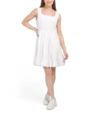 NEW CYNTHIA ROWLEY WHITE LINEN FIT AND FLARE DRESS SIZE L