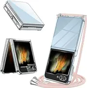 Case for Samsung Galaxy Z Flip 6 with Strap, Mobile Phone Case Samsung Z Flip 6 with Chain Cord Transparent Scratch-Resistant Silicone Mobile Phone Chain Shockproof Protective Case for Samsung