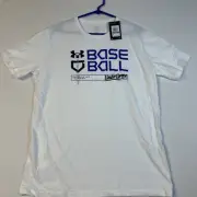 Under Armour Woodmark Baseball Short Sleeve Tshirt Mens Large 1374008-100 White