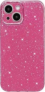 Hython Case for iPhone 13 Mini Case Glitter Cute Sparkly Shiny Bling Sparkle Phone Cases 5.4", Thin Slim Fit Soft TPU Bumper Shockproof Rubber Protective Cover for Women Girls Girly, Chalk Pink