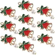 [COHEALI] Bell Pendant Jingle Bell Bracelet Tree Ornament Christmas Charm Pendant Pearl Earrings Jewelry Charms Pendants Earring Charms Pendant Accessory Christmas Decor Red Alloy