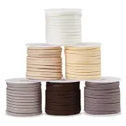 Faux Suede Cord, 33 Yards 6 Colors Flat Micro Fiber 3mm 6 Colors-5.5 Yard 4