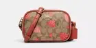 NWT Coach Mini Jamie Camera Bag With Wild Strawberry Print Khaki Multi CH522