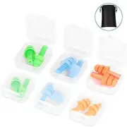 6 Packs Reusable Silicone Ear Plugs, Waterproof Hypoallergenic Noise Reduction Earplugs for Hearing Protection, Suitable for Sleeping,Snoring, Swimming, Concerts, with Storage Bags