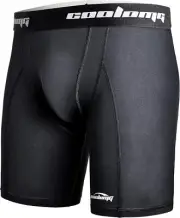 COOLOMG Men Compression Shorts with Cup Pocket Sliding Medium, Black