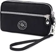 [WITERY] Women Zip Clutch Pouch Purse - Nylon Waterproof Purse Wristlet Wallets with Detachable Wrist Strap, Small Travel Bag Passport Holder for Phone/Earbuds/Credit Cards/Keys/Cash