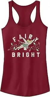 [Disney] Girls Peter Pan Tinker Bell Christmas Lights Fairy & Bright Juniors Racerback Tank