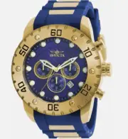 Invicta Men's Pro Diver Quartz Chronograph Blue & Gold Polyurethane Watch 20280