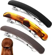 PATKAW French Barrette Hair Clip, 3PCS Barrette Clips Hair Snap Barrettes Hair Styling Clips Metal Hair Spring Clips, Ponytail Clips Women Metal Hair Clips for Thin Fine Hair