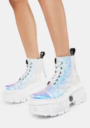 [New Rock] Holographic M-Wall005-V44 Platform Boots