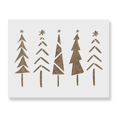 Christmas Tree Quintet Stencil - Reusable Mylar Stencils for Painting