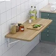 Folding Wall Table Wall Desk,Wooden Wall-Mounted Drop-Leaf Table, Computer Workstation Floating Table for Laundry Room(Wood,100 * 30cm/39 * 12inch)