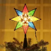 8" Lighted Double-Sided Christmas Tree Topper, 8-Point Multi Color Xmas Tree Top