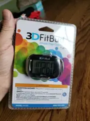 3D FitBud Simple Step Counter Walking 3D Pedometer with Clip & Lanyard Black New