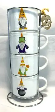 Halloween Mugs Gnome Stackable with Holder Prima Designs Coffee Tea Cups 4