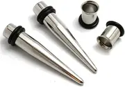 [Zaya Body Jewelry] 9mm Steel Ear Stretching Kit 2 Steel Tapers & 2 Steel Tunnels