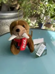 Christmas Seal Coke Coca Cola Collectible Plush Seal in Scarf Ornament NEW 1998