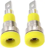 2Pcs Banana Socket Jack, 4mm Banana Plug Speaker Plug Banana Coupling Post Connector Panel Mounting for Audio Studios, Broadcasting Stations (Yellow)
