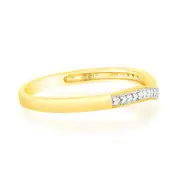 9ct Yellow Gold Curved Eternity Band with 18 Brilliant Cut Diamonds, M