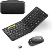 Foldable Keyboard and Mouse, Samsers KM08 Folding Bluetooth Mouse...
